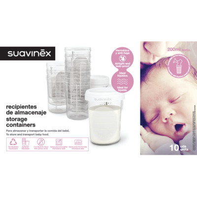 SUAVINEX | Skladovacie poháriky 200 ml - 10 ks