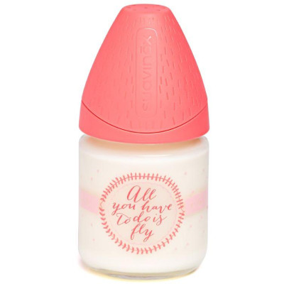 SUAVINEX | MFL FĽAŠA SKLO 120 ml - RUŽOVÁ/FLY