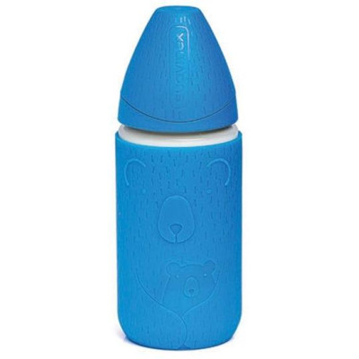 SUAVINEX | MFL FĽAŠA SKLO 240 ml 3P - TMAVO MODRÁ