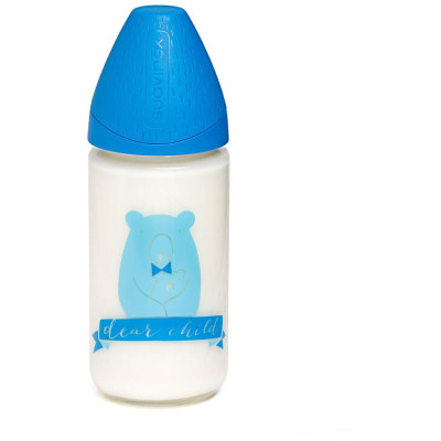 SUAVINEX | MFL FĽAŠA SKLO 240 ml 3P - TMAVO MODRÁ