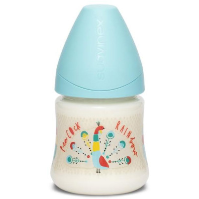 SUAVINEX | FĽAŠA Guľatý c. LATEX 150 ml - MODRÝ PÁV