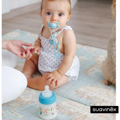 SUAVINEX | FĽAŠA Guľatý c. LATEX 150 ml - MODRÝ PÁV