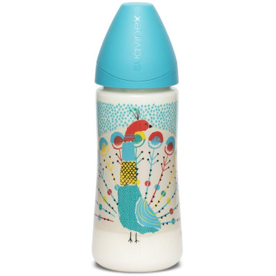 SUAVINEX | FĽAŠA Guľatý c. SILIKÓN 360 ml - MODRÝ PÁV