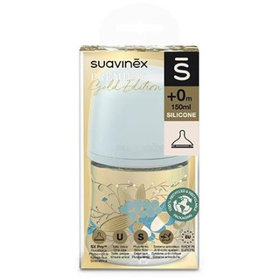 SUAVINEX | GOLD DOJČENSKÁ FĽAŠA 150ml FYZIOL PRŮTOK S - modrá