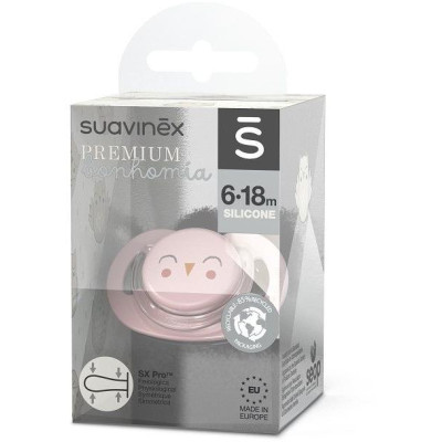 SUAVINEX | Cumlík SX PRO fyziologický BONHOMIA 6/18 m SOVIČKA - ružová