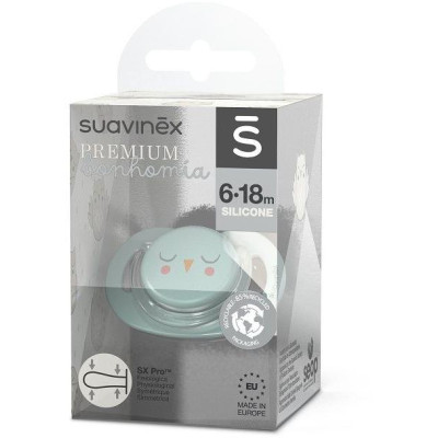 SUAVINEX | Cumlík SX PRO fyziologický BONHOMIA 6/18 m SOVIČKA - zelená
