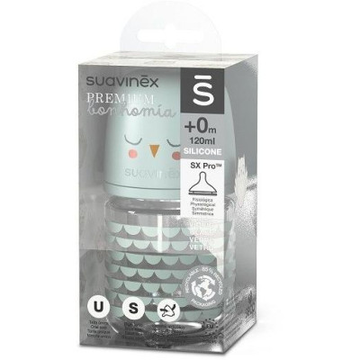 SUAVINEX | Fľaša sklo BONHOMIA 120 ml fyziologická SX PRO +0 SF - zelená