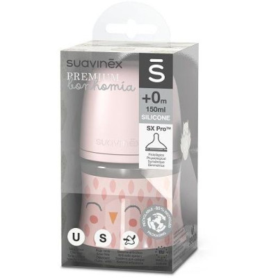SUAVINEX | Fľaša BONHOMIA 150 ml fyziologická SX PRO +0 SF - ružová