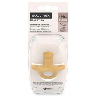 SUAVINEX | Cumlík anatomický SILIKÓN 0-6 m SX PRO - COLOUR ESSENCE - okrové