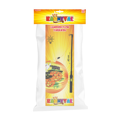 Lampión Halloween veselá tekvica 25 cm so svietiacou paličkou 40 cm