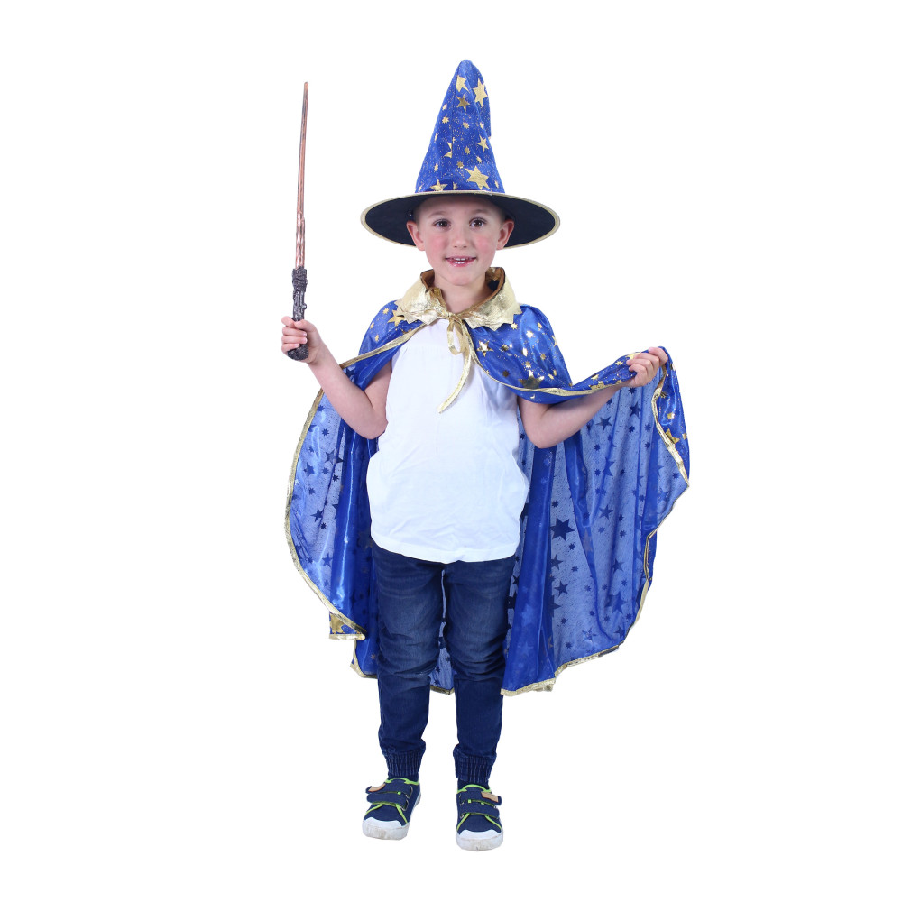 Detský plášť modrý s klobúkom Čarodejnice/Halloween Detský plášť modrý s klobúkom Čarodejnice/Halloween