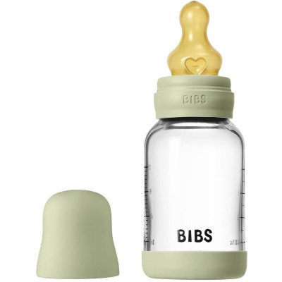 BIBS antikoliková sklenená fľaša s kaučukovým cumlíkom 120ml - Sage