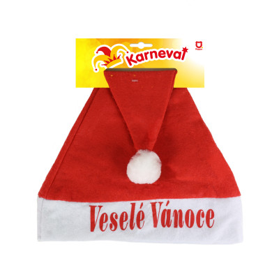 Vianočná čiapka s nápisom Veselé Vianoce