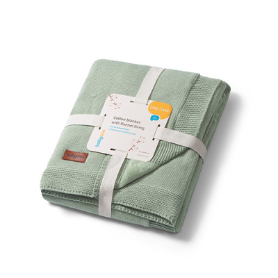 B.O.1671/04 Kocyk bawełniany z flanelowym podszyciem szałwiowy