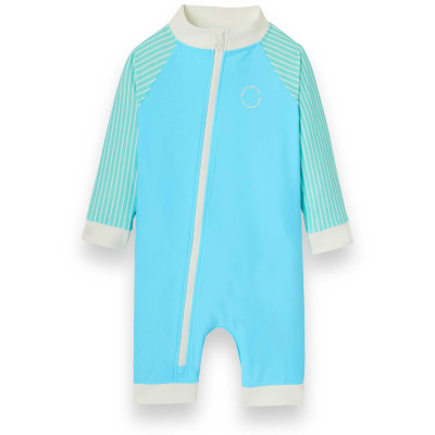 KiETLA ICONIK plavkový overal s UV ochranou - Blue Stripes - 18-24 mesiacov