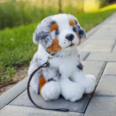 Plyšový pes austrálsky ovčiak s vodítkom 27 cm ECO-FRIENDLY