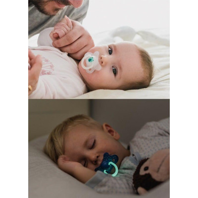 SUAVINEX | Cumlík DEŇ&amp;NOC fyziologické silikón +18m 2ks - modrá veľryba